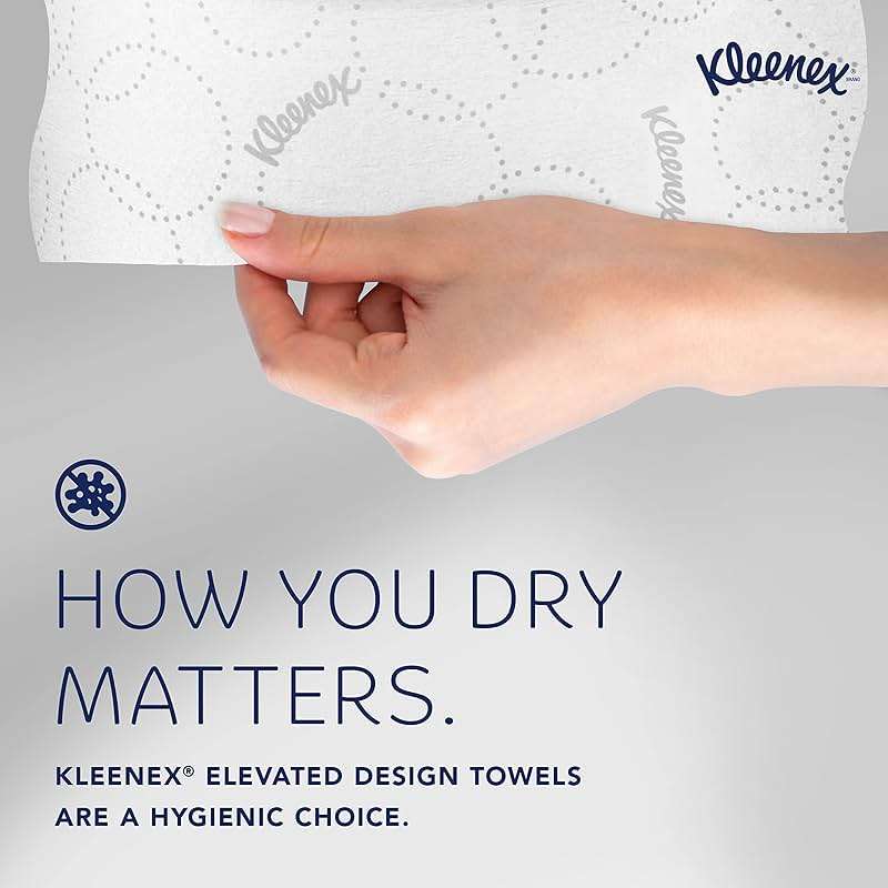 Kleenex Professional Hard Roll Paper Towels, Bulk (54471), Hardwound, Elevated Design, Premium Absorbency Pockets, White, for ScottBrand Blue Core Dispensers (6 Rolls at 500' Each, 3,000'/Case) - Image 8