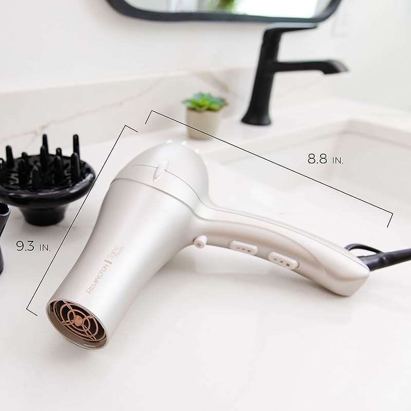 Remington Shine Therapy Hair Dryer with Argan Oil & Keratin, 1875W Ionic Blow Dryer for Frizz Control & Smooth Shine, Ceramic Technology, Lightweight Hair Dryer with Diffuser & Concentrator - Image 8