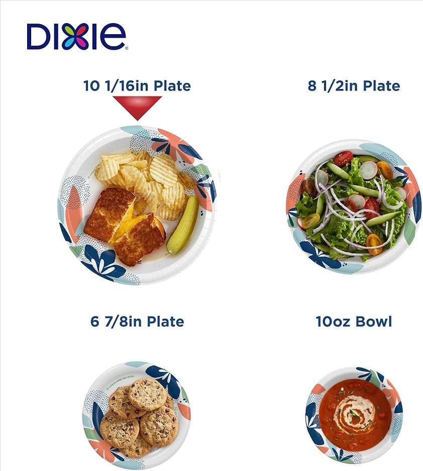 Dixie Large Paper Plates, 10 Inch, 204 Count, 2X Stronger*, Microwave-Safe, Soak-Proof, Cut Resistant, Disposable Plates For Everyday Breakfast, Lunch, & Dinner Meals - Image 7