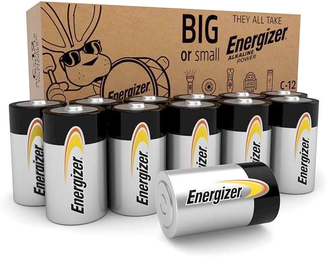 Energizer Alkaline Power C Batteries (12 Pack), Long-Lasting Alkaline C Cell Batteries - Image 1