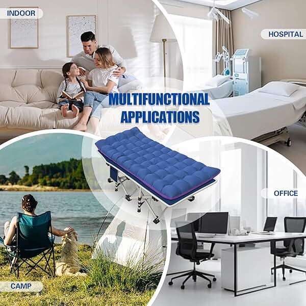 GETOVIN Cot Camping Cot with Thick Pad Cots for Sleeping Camping Bed Folding Cot 450LBS(Max Load) Comfortable Double Layer Oxford Heavy Duty with Carry Bag for Home Outdoor Travel - Image 6