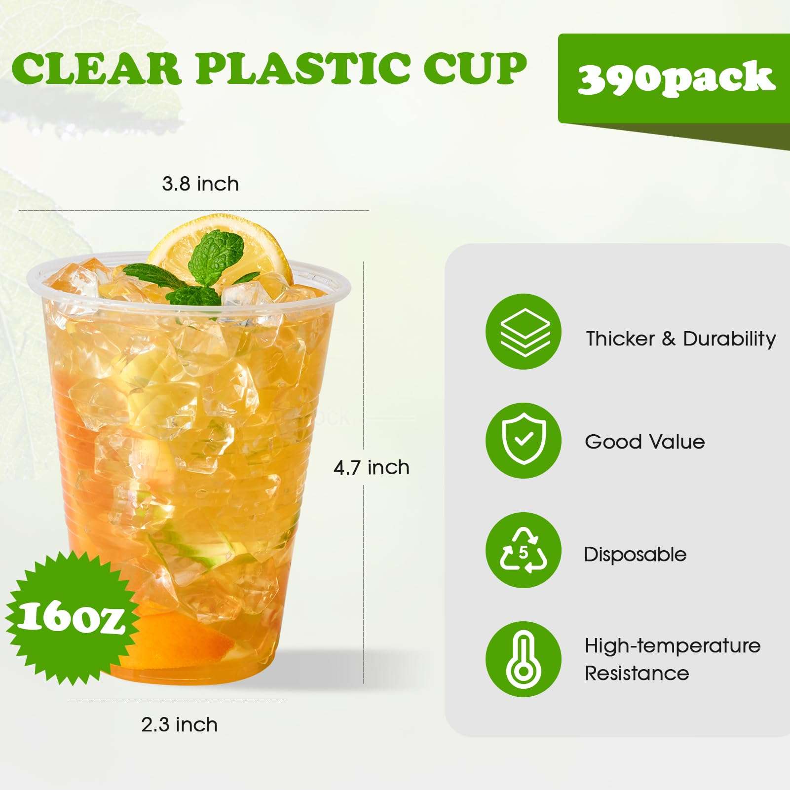 Lilymicky 390 Pack 16 oz Clear Plastic Cups, Cold Disposable Plastic Drinking Cups for Parties, Picnic, BBQ, Travel, and Events - Image 3