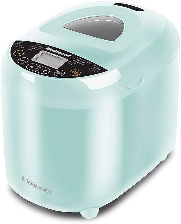 Elite Gourmet Programmable Bread Maker, 2 lb Loaf, 3 Sizes, 19 Presets incl. Gluten-Free, Dough & Jam, Delay Timer, Mint - Image 1