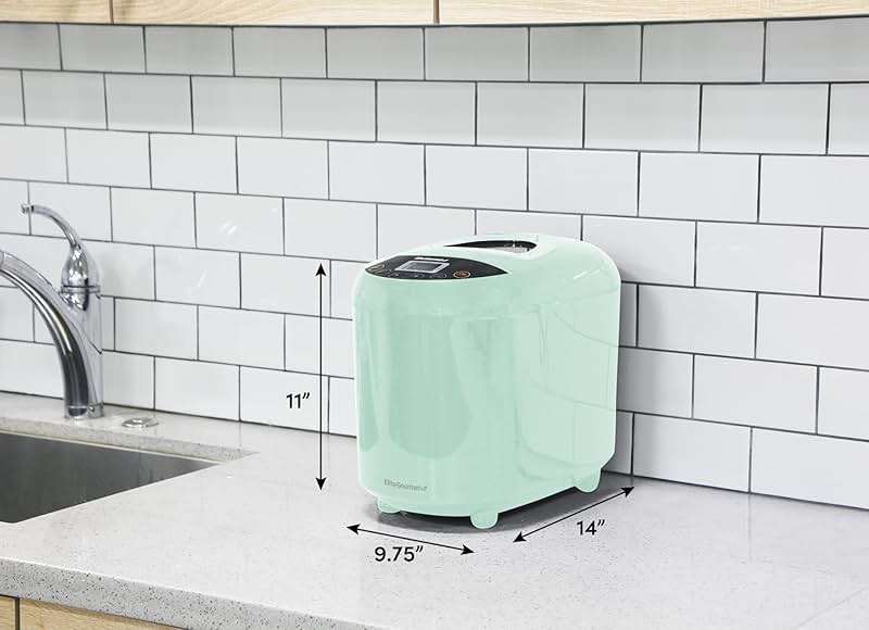 Elite Gourmet Programmable Bread Maker, 2 lb Loaf, 3 Sizes, 19 Presets incl. Gluten-Free, Dough & Jam, Delay Timer, Mint - Image 2