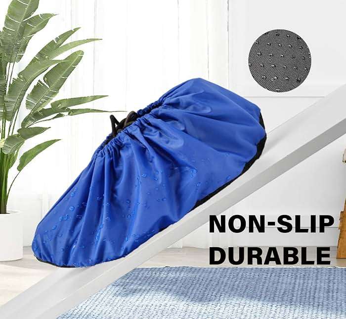 5 Pairs Non Slip Reusable Shoe Covers Waterproof Washable Boot Covers Durable Dustproof Booties Cover For Indoors Household Travel Floor Carpet Protection(Large) - Image 4