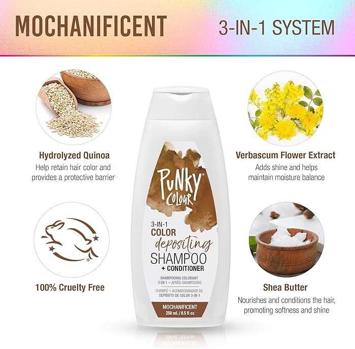 Punky Colour 3-in-1 Color Depositing Conditioner & Hair Cleanser – Mochanificent, Brown Toner to Refresh & Enhance Hair Color, Cleanses, Conditions & Boosts Shine, 8.5 oz - Image 3