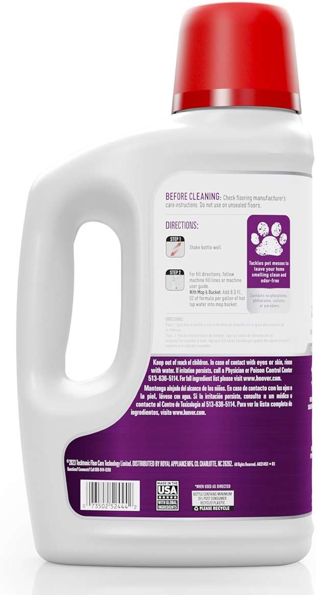 Hoover Pet Hard Floor Cleaner, Concentrated Pet Cleaning Solution for Hard Floor Machines, 64 fl oz Formula, White AH31451 - Image 2