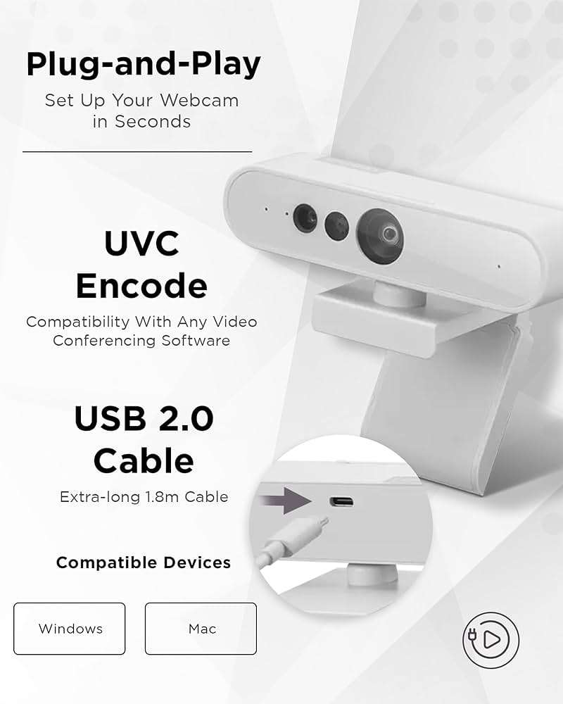 Lenovo HD 1080p Webcam (510 FHD) - Monitor Camera with 4X Digital Zoom, 95° Wide Angle, 360° Rotation Pan & Tilt - Desktop Cam with Dual Microphones & Windows Hello for Livestreaming & Conferences - Image 5