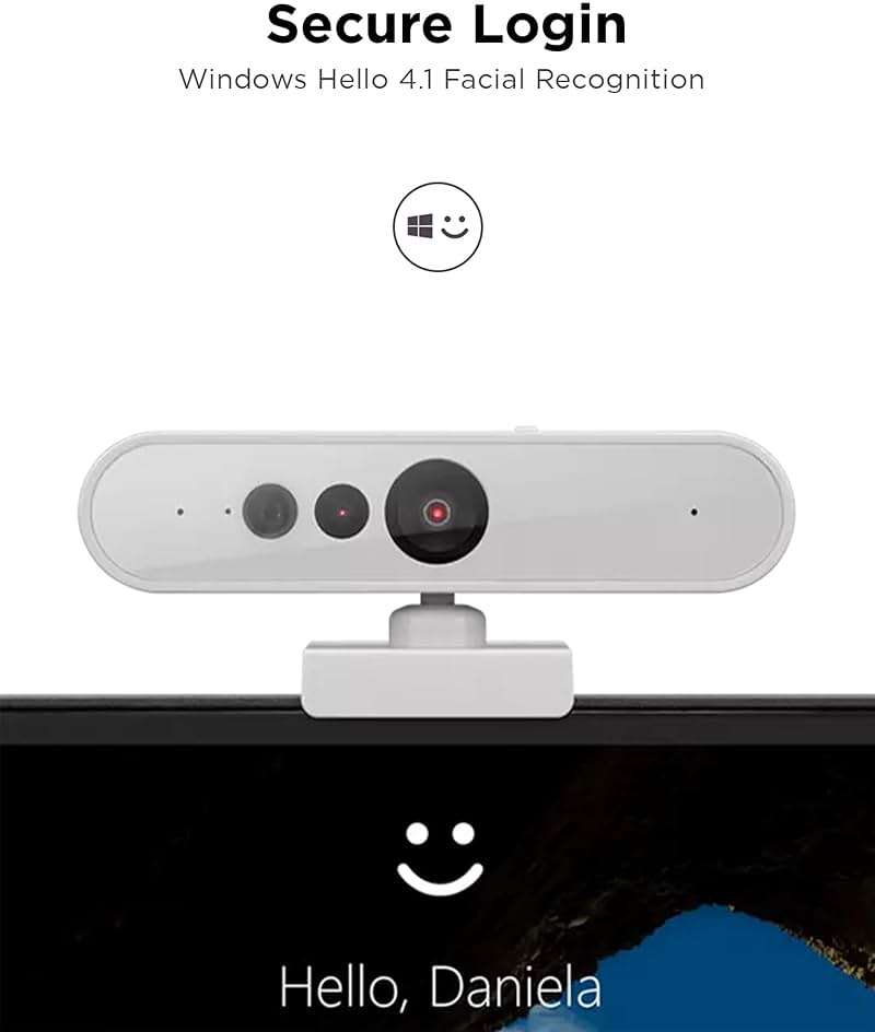 Lenovo HD 1080p Webcam (510 FHD) - Monitor Camera with 4X Digital Zoom, 95° Wide Angle, 360° Rotation Pan & Tilt - Desktop Cam with Dual Microphones & Windows Hello for Livestreaming & Conferences - Image 6