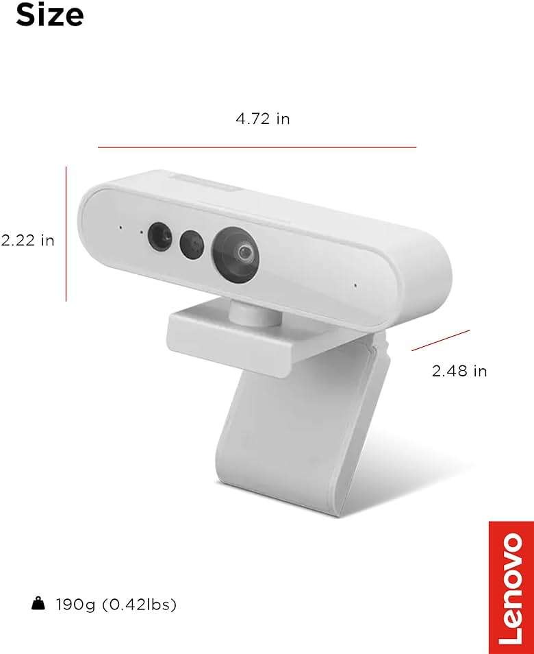 Lenovo HD 1080p Webcam (510 FHD) - Monitor Camera with 4X Digital Zoom, 95° Wide Angle, 360° Rotation Pan & Tilt - Desktop Cam with Dual Microphones & Windows Hello for Livestreaming & Conferences - Image 7