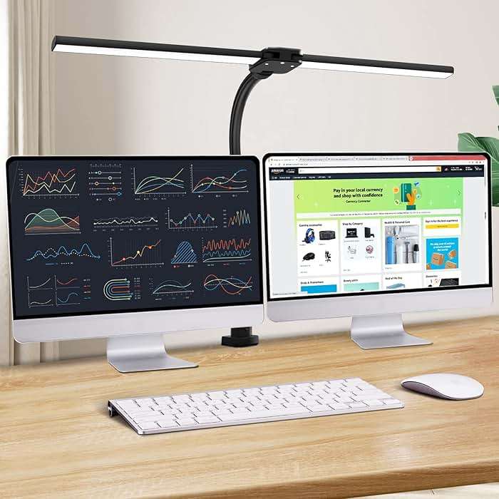 Ksunun Double Head LED Desk Lamp, Architect Desk Lamps for Home Office, 24W Brightest Workbench Office Lighting-5 Color Modes and 5 Dimmable Eye Protection Modern Desk Lamp for Monitor Reading - Image 1