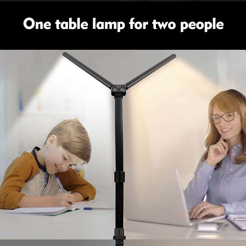 Ksunun Double Head LED Desk Lamp, Architect Desk Lamps for Home Office, 24W Brightest Workbench Office Lighting-5 Color Modes and 5 Dimmable Eye Protection Modern Desk Lamp for Monitor Reading - Image 7