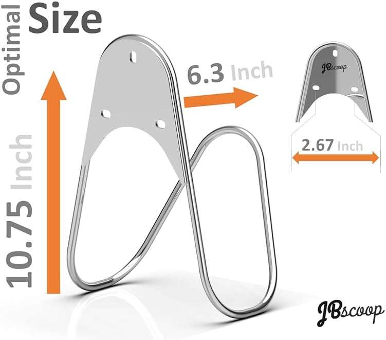 JBscoop Garden Hose Holder Stainless Steel Small Wall Mount Garden Hose Hook, Ideal for Water, Air, Hydraulic Hose, Ropes, Extension Cords Heavy Duty & Rust Proof (1) - Image 3