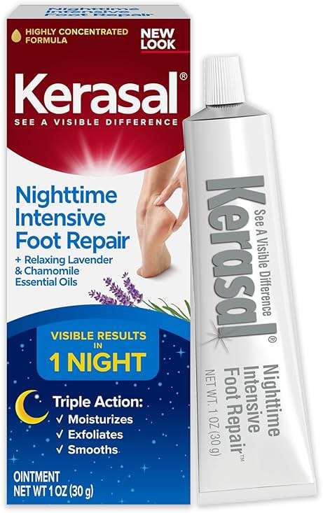Kerasal Nighttime Intensive Foot Repair, Skin Healing Ointment for Cracked Heels and Dry Feet, 1 oz (Packaging May Vary) - Image 1