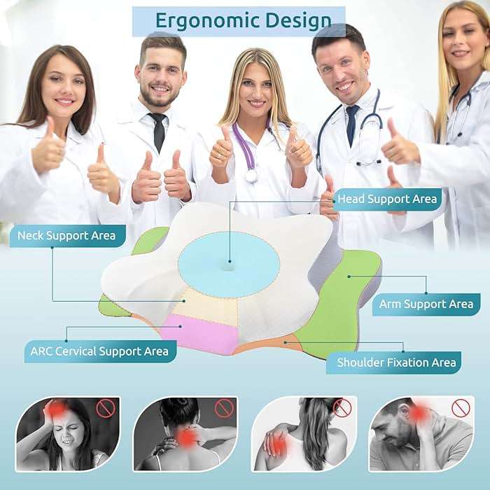 DONAMA Cervical Pillow for Neck and Shoulder,Contour Memory Foam Pillow,Ergonomic Neck Support Pillow for Side Back Stomach Sleepers with Pillowcase - Image 3