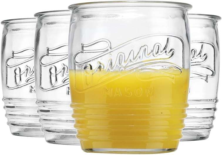 Glaver's Drinking Glasses Set of 4 Original Mason Whiskey 13 Oz Genuine Artisan-Made Vintage Italian Tumbler Glassware Set for Refreshing Drinks, Beverages, Iced Tea - Image 3