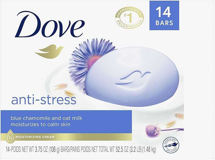 Dove Beauty Bar Gentle Cleanser Moisturizes To Calm Skin Anti-Stress Cream Bar Gentle Bar Soap Cleanser Made With 1/4 Moisturizing Cream 3.75 oz 14 Count - Image 2