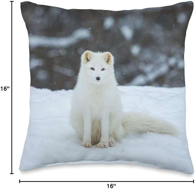 Arctic Fox Pillow | Decorative Pillows Throw Pillow - Image 2