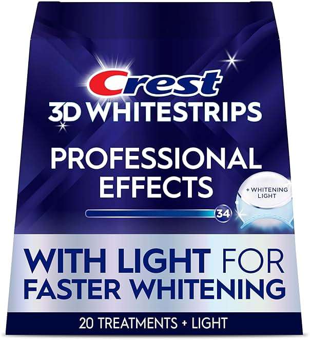 Crest 3D Whitestrips Professional Effects + LED Light – Teeth Whitening Kit, 1 Light + 20 Treatments, Each with 1 Upper/1Lower, 40 Strips – Crest 3DWhite Teeth Whitening Strips - Image 1