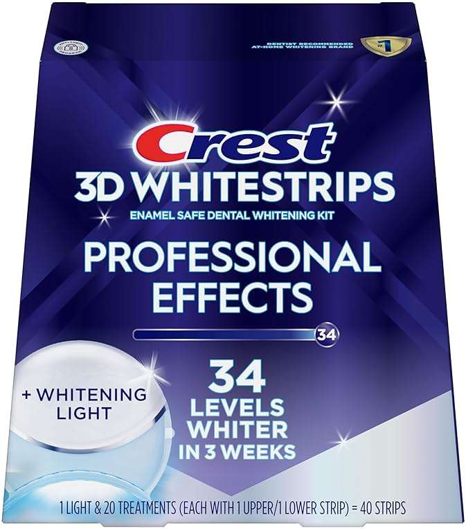 Crest 3D Whitestrips Professional Effects + LED Light – Teeth Whitening Kit, 1 Light + 20 Treatments, Each with 1 Upper/1Lower, 40 Strips – Crest 3DWhite Teeth Whitening Strips - Image 7