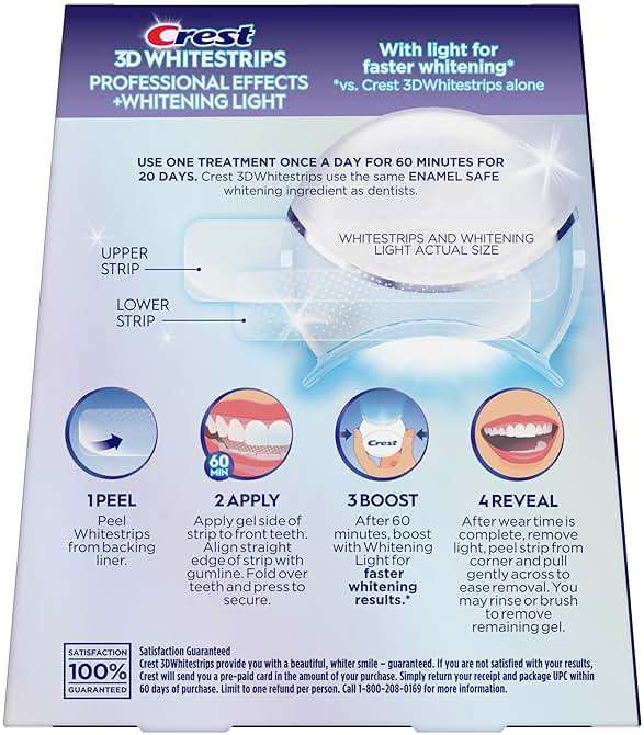 Crest 3D Whitestrips Professional Effects + LED Light – Teeth Whitening Kit, 1 Light + 20 Treatments, Each with 1 Upper/1Lower, 40 Strips – Crest 3DWhite Teeth Whitening Strips - Image 8