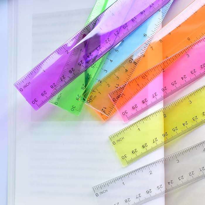 Color Transparent Ruler Plastic Rulers - Ruler 12 inch, Kids Ruler for School, Ruler with Centimeters, Millimeter and Inches, Assorted Colors, Clear Rulers, 7 Pack School Rulers - Image 2