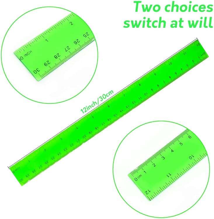 Color Transparent Ruler Plastic Rulers - Ruler 12 inch, Kids Ruler for School, Ruler with Centimeters, Millimeter and Inches, Assorted Colors, Clear Rulers, 7 Pack School Rulers - Image 5