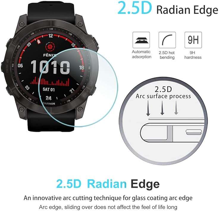 Suoman 4-Pack Screen Protector for Garmin Fenix 8 51mm/ for Garmin Fenix 7X 51mm, [Anti-Scratch] 2.5D 9H Hardness Ultra-Thin Tempered Glass Screen Protective Film - Image 3