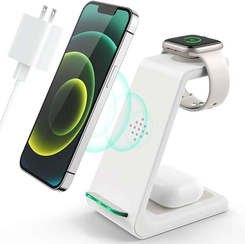 3 in 1 Wireless Charging Station, 2026 Upgraded Fast Desk Charger Station for iPhone 17 16 15 14 13 12 Pro Max Plus, Charger Stand for Apple Watch 11 10 9 8 7 6 5 4 3 2 Ultra SE, Airpods 4 3 2 Pro - Image 1
