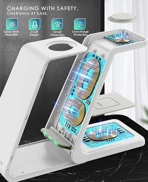 3 in 1 Wireless Charging Station, 2026 Upgraded Fast Desk Charger Station for iPhone 17 16 15 14 13 12 Pro Max Plus, Charger Stand for Apple Watch 11 10 9 8 7 6 5 4 3 2 Ultra SE, Airpods 4 3 2 Pro - Image 5