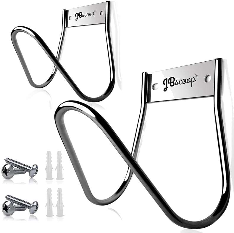 JBscoop Garden Hose Holder Stainless Steel Small Wall Mount Garden Hose Hook, Ideal for Water, Air, Hydraulic Hose, Ropes, Extension Cords Heavy Duty & Rust Proof Set of 2 - Image 1
