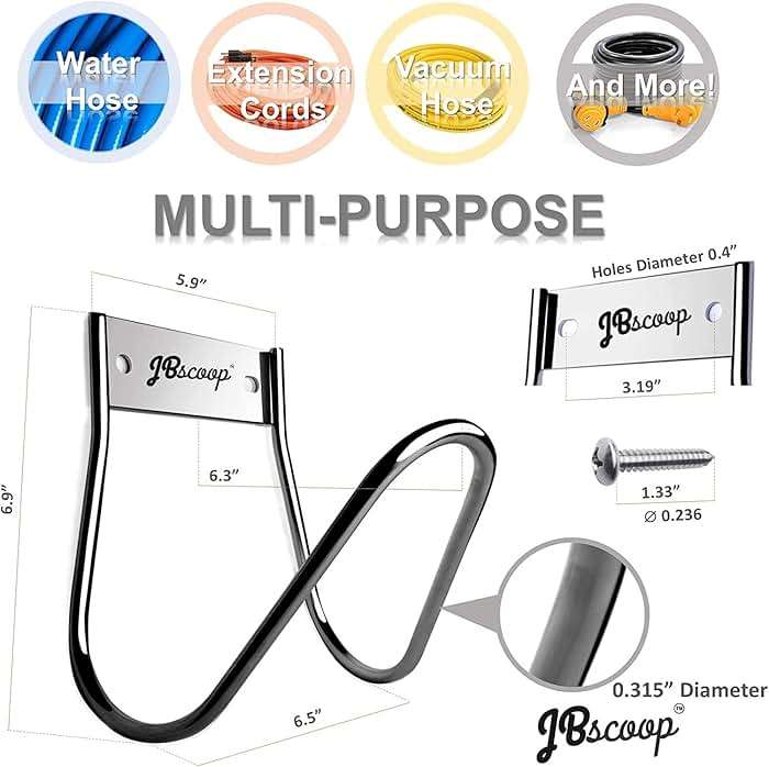 JBscoop Garden Hose Holder Stainless Steel Small Wall Mount Garden Hose Hook, Ideal for Water, Air, Hydraulic Hose, Ropes, Extension Cords Heavy Duty & Rust Proof Set of 2 - Image 2