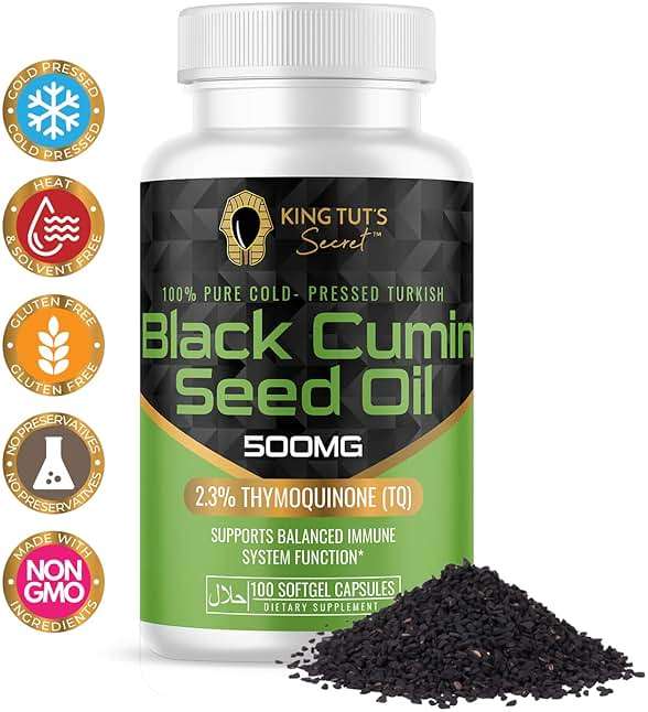 KING TUT'S SECRET Black Seed Capsules - 500 mg 100 Softgels - Nigella Sativa Extract, Black Cumin Supplement for Hair, Antioxidant Support, Immune System - Halal Black Seed Cumin Oil Capsules - Image 4