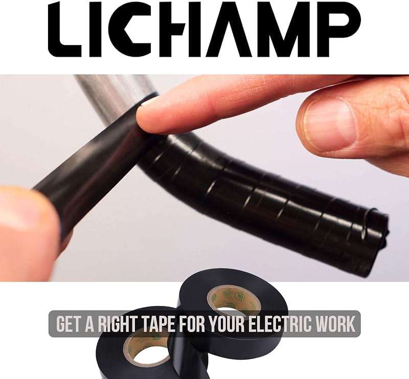 Lichamp 20-Pack Black Electrical Tape Waterproof, 3/4 in x 66ft, Industrial Grade UL/CSA Listed High Temp Electrical Tape Electric Super Vinyl - Image 8