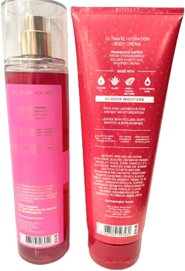 Bath & Body Works - Strawberry Pound Cake - 2 pc Bundle - Fine Fragrance Mist and Ultimate Hydration Body Cream (Packaging Design Varies) - Image 2