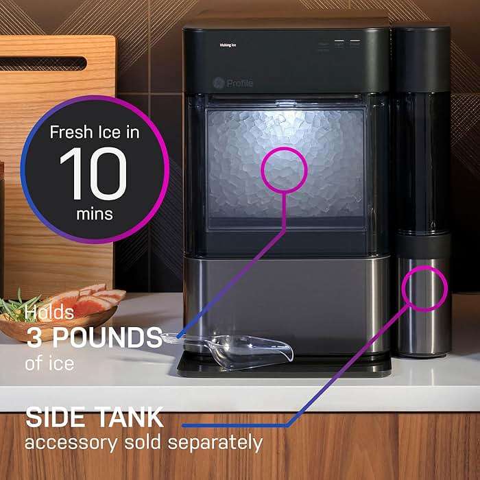 GE Profile Opal 2.0 | Countertop Nugget Ice Maker | Ice Machine with WiFi Connectivity | Smart Home Kitchen Essentials | Black Stainless - Image 3