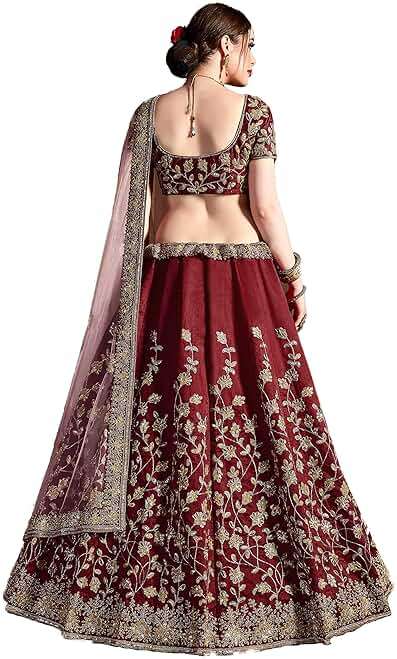STELLACOUTURE indian ready to wear silk flared bridal lehenga choli for women with stitched blouse and dupatta (8079-U) - Image 2