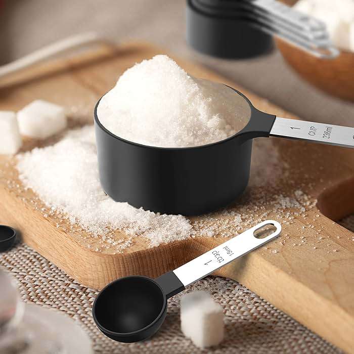 TILUCK Measuring Cups & Spoons Set, Stackable Cups and Spoons, Nesting Measure Cups with Stainless Steel Handle, Kitchen Gadgets for Cooking & Baking (Black) - Image 2