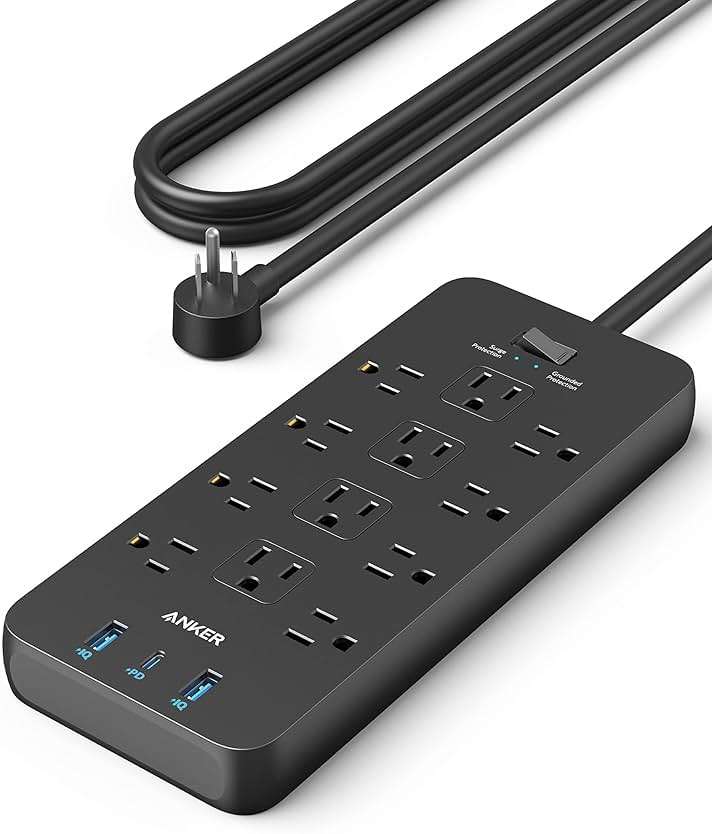Anker Power Strip with 2100J Surge Protector, Outlet Extender, 5ft Extension Cord with Multiple Outlets, 12 AC, 2 USB A,1 USB C Port for 20W, Home Office, Dorm Room Essentials, TUV Listed - Image 1