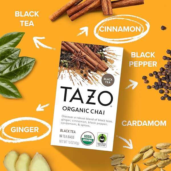 TAZO Organic Chai Black Tea Bags, Caffeinated tea, 16 Total Bags - Image 6