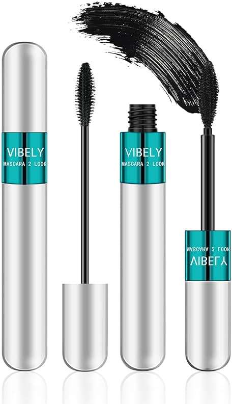 2 in 1 Mascara 5x Longer Waterproof Lash Cosmetics Natural Lengthening and Thickening Effect No Clumping Superstrong Magic 4d Silk Fiber for Vibely Mascara Makeup - Image 1