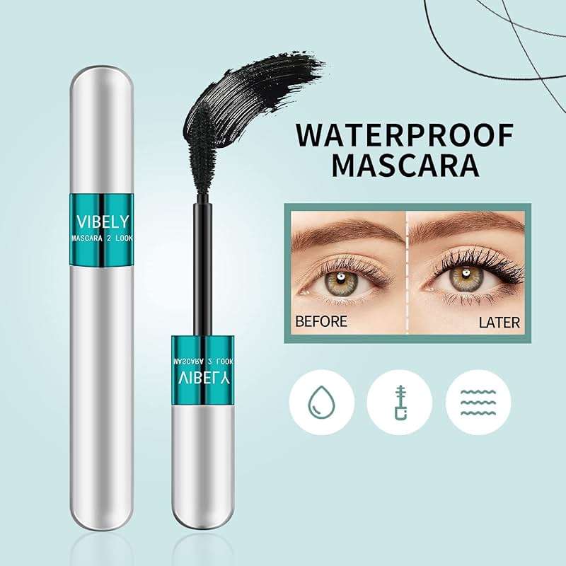 2 in 1 Mascara 5x Longer Waterproof Lash Cosmetics Natural Lengthening and Thickening Effect No Clumping Superstrong Magic 4d Silk Fiber for Vibely Mascara Makeup - Image 2