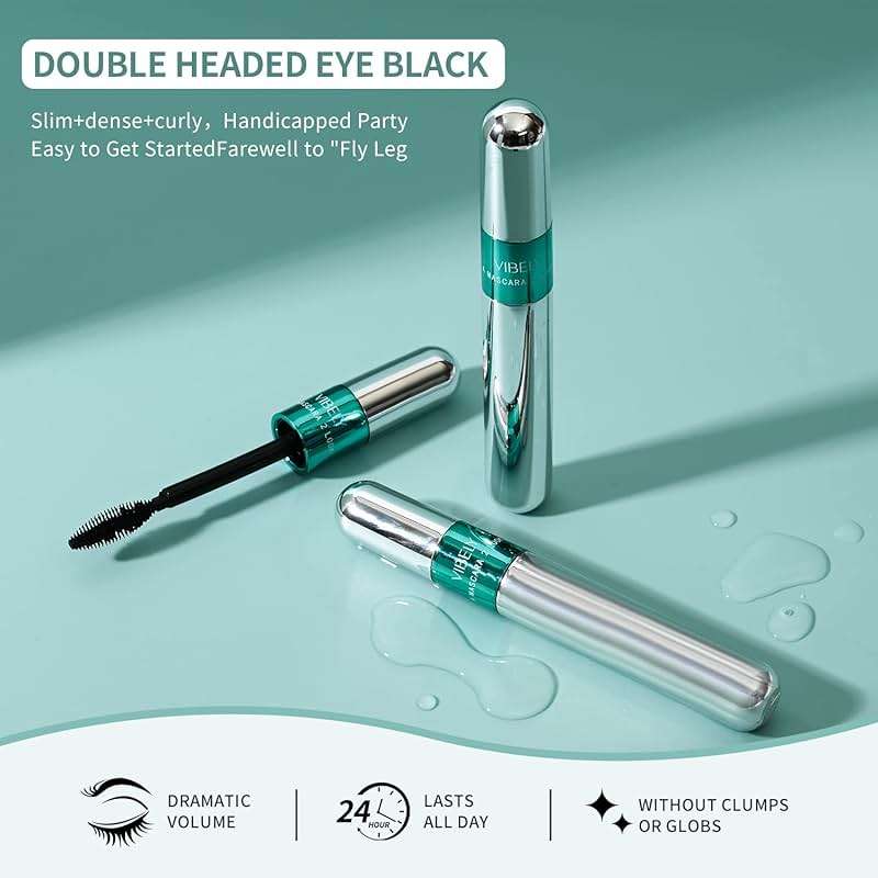 2 in 1 Mascara 5x Longer Waterproof Lash Cosmetics Natural Lengthening and Thickening Effect No Clumping Superstrong Magic 4d Silk Fiber for Vibely Mascara Makeup - Image 5