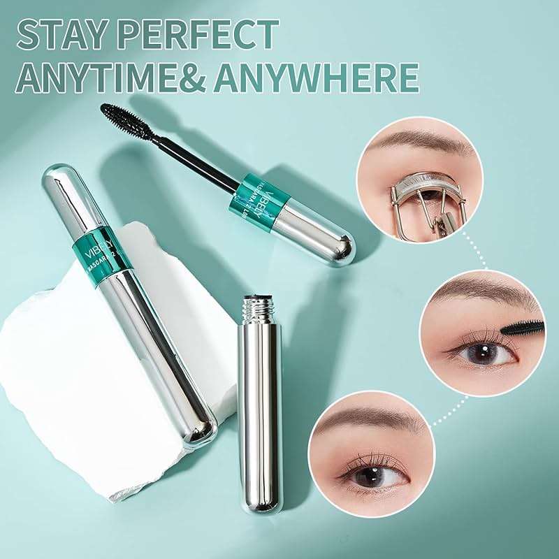 2 in 1 Mascara 5x Longer Waterproof Lash Cosmetics Natural Lengthening and Thickening Effect No Clumping Superstrong Magic 4d Silk Fiber for Vibely Mascara Makeup - Image 7