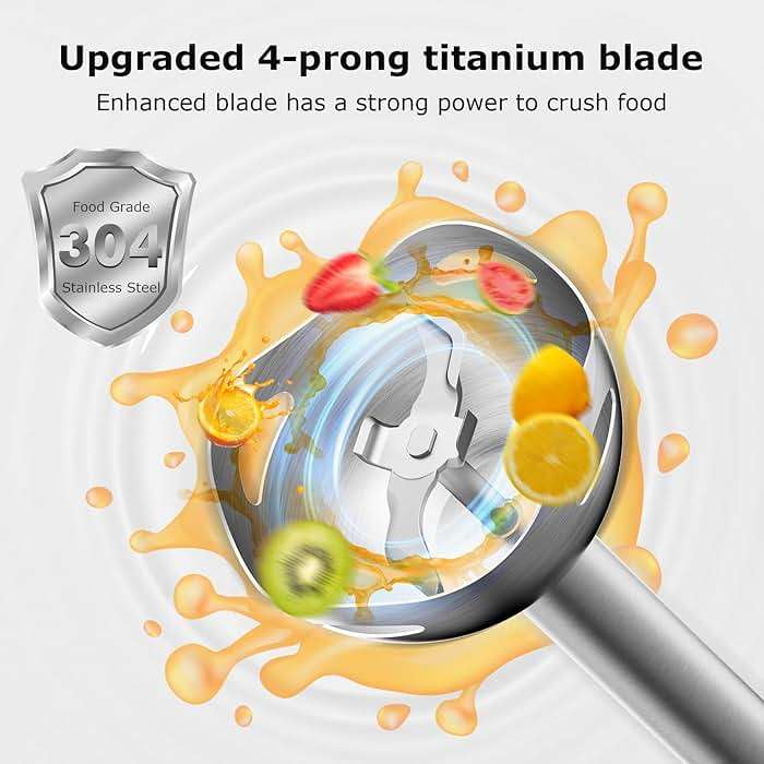 Bonsenkitchen Hand Blender, Immersion Blender with 2 Mixing Speed, Electric Handheld Mixer Portable Stick Mixer with Stainless Steel Blades for Soup, Smoothie, Puree, Baby Food - Image 5