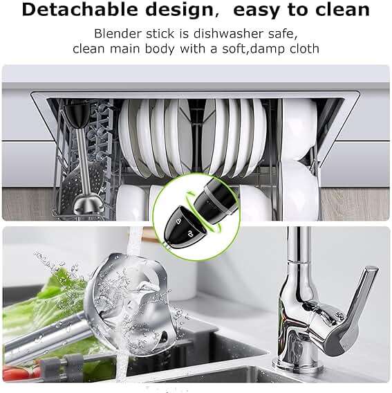 Bonsenkitchen Hand Blender, Immersion Blender with 2 Mixing Speed, Electric Handheld Mixer Portable Stick Mixer with Stainless Steel Blades for Soup, Smoothie, Puree, Baby Food - Image 8