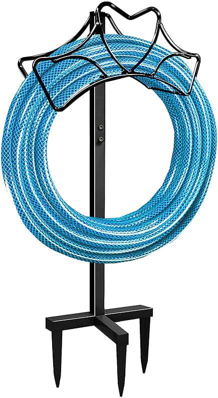 Artigarden Outdoor Garden Freestanding Hose Holder Stand, Heavy Duty Metal Water Pipe Storage Rack Stake for Backyard, Black - Image 1