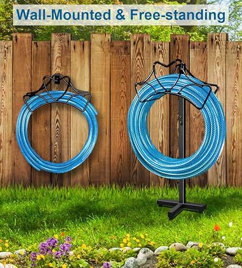 Artigarden Outdoor Garden Freestanding Hose Holder Stand, Heavy Duty Metal Water Pipe Storage Rack Stake for Backyard, Black - Image 2