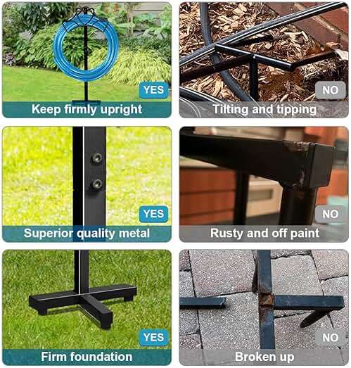 Artigarden Outdoor Garden Freestanding Hose Holder Stand, Heavy Duty Metal Water Pipe Storage Rack Stake for Backyard, Black - Image 5