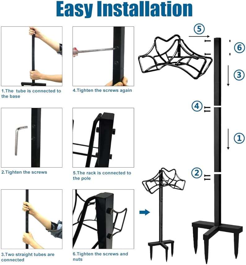 Artigarden Outdoor Garden Freestanding Hose Holder Stand, Heavy Duty Metal Water Pipe Storage Rack Stake for Backyard, Black - Image 7